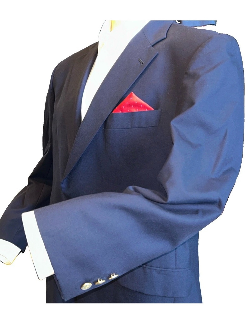 Burberry Tweed Sport Coat Mens Navy Blue 42R Wool 2-Button Logo Blazer Jacket